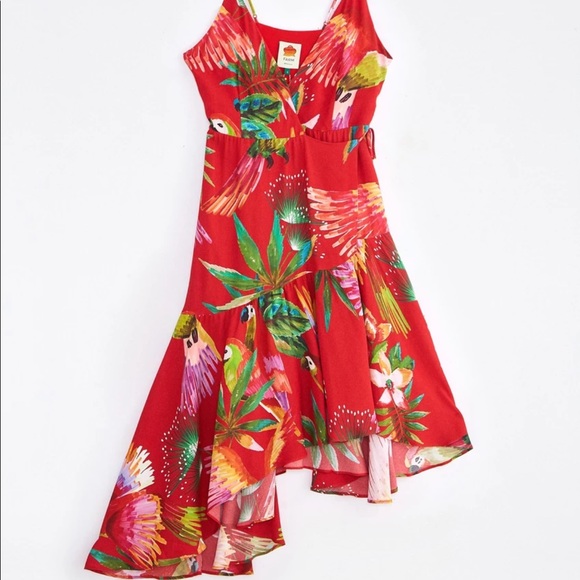 New Farm Rio Red Macaw Bird Print Wrap Dress M - Picture 5 of 15